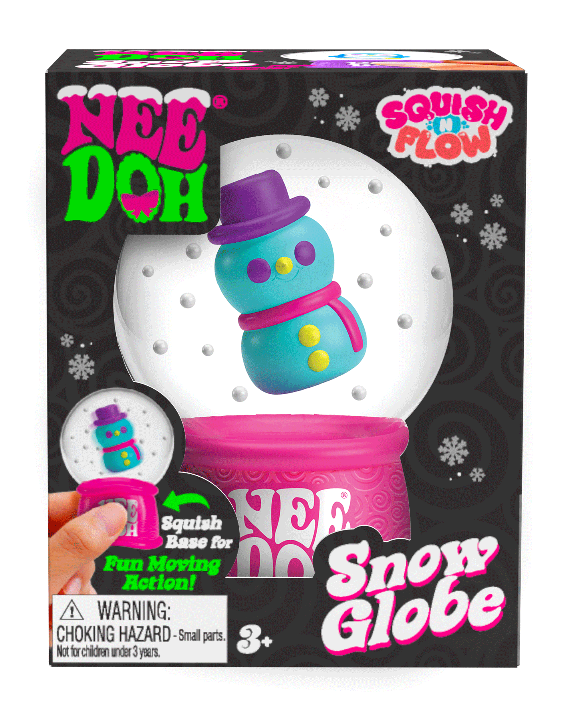 Ice-Cube Texture NeeDoh Squish N Flow Snow Globe | Signature Moonlit Lane - Nice Cubes Clear Satisfying Crunch Stress Toy Detail