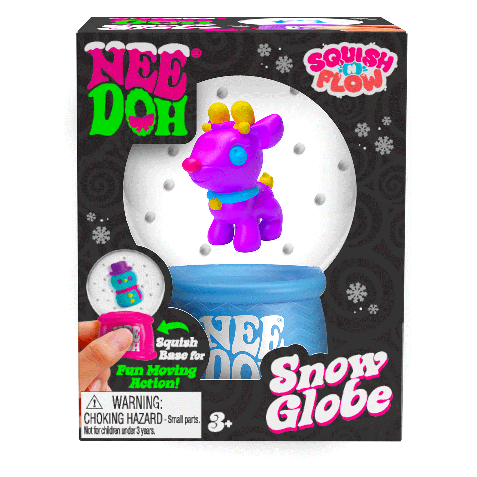 Ice-Cube Texture NeeDoh Squish N Flow Snow Globe | Signature Moonlit Lane - Nice Cubes Clear Satisfying Crunch Stress Toy Detail